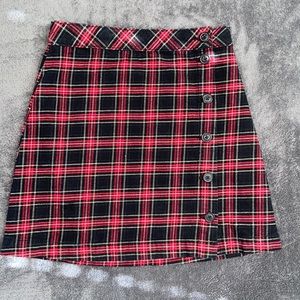Red Mini Plaid School Skirt H&M